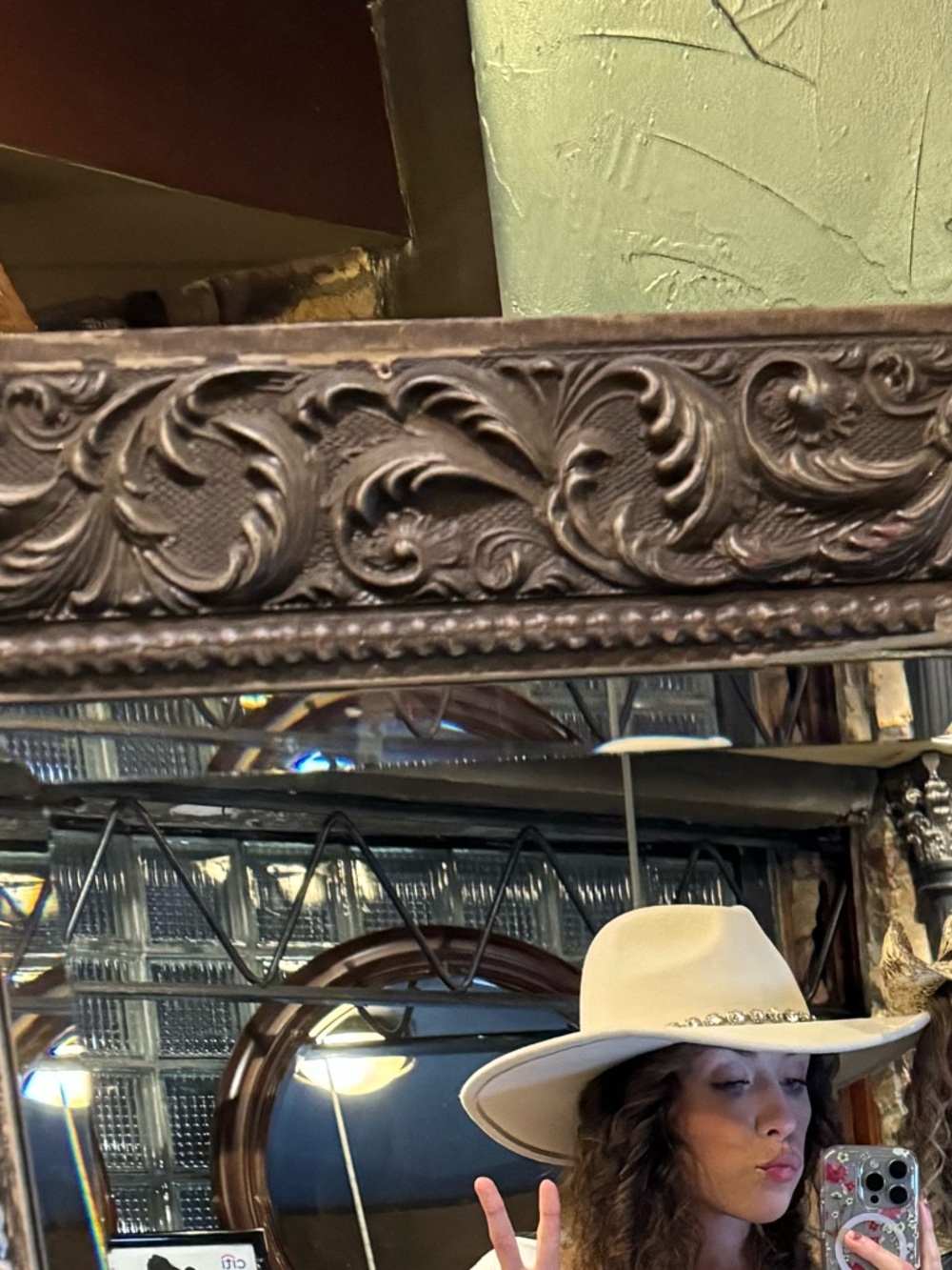 Women's Embellished Cream Wide Brim Western Hat - Picture 5 of 5